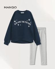 MANGO NAVY KIDS ARE THE FUTURE SWEATSHIRT WITH TROUSER SET