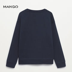MANGO NAVY LET'S ROLL COTTON BLEND SWEATSHIRT