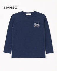MANGO NAVY LONG SLEEVE RIGHT NOW GRAPHIC T-SHIRT