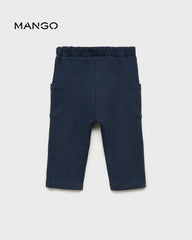 MANGO NAVY STRAIGHT FIT BUTTONS TROUSER 17064076