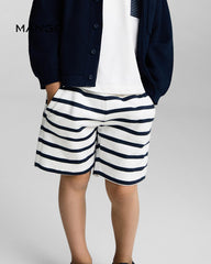 MANGO NAVY STRIPED BERMUDA SHORTS 87085960