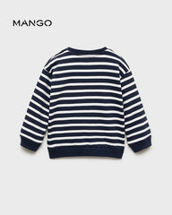 MANGO NAVY STRIPED COTTON BLEND SWEATSHIRT 17044071