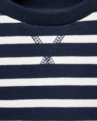 MANGO NAVY STRIPED COTTON BLEND SWEATSHIRT 17044071