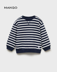 MANGO NAVY STRIPED COTTON BLEND SWEATSHIRT 17044071