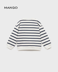 MANGO NAVY STRIPED COTTON BLEND SWEATSHIRT 87055962