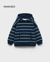 MANGO NAVY STRIPED HOODED SWEATSHIRT 17003301