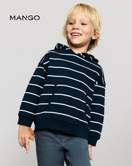 MANGO NAVY STRIPED HOODED SWEATSHIRT 17003301