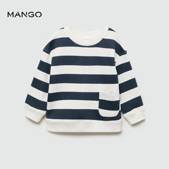 MANGO NAVY STRIPED SWEATSHIRT WITH POCKET 77013288