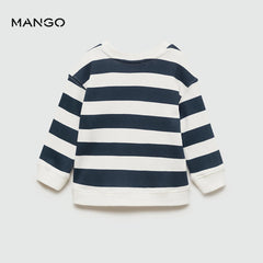 MANGO NAVY STRIPED SWEATSHIRT WITH POCKET 77013288