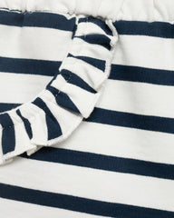 MANGO NAVY STRIPED SHORTS WITH RUFFLE POCKETS