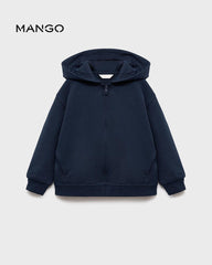 MANGO NAVY ZIPPED HOODED SWEATSHIRT 17043796