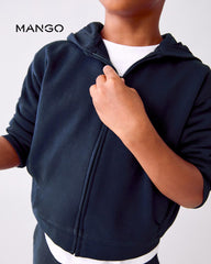 MANGO NAVY ZIPPED HOODED SWEATSHIRT 17043796
