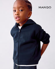 MANGO NAVY ZIPPED HOODED SWEATSHIRT 17043796