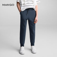 MANGO NAVY ZIPPER COTTON JOGGER STYLE TROUSER 4457