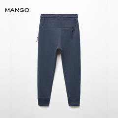 MANGO NAVY ZIPPER COTTON JOGGER STYLE TROUSER 4457