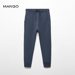 MANGO NAVY ZIPPER COTTON JOGGER STYLE TROUSER 4457