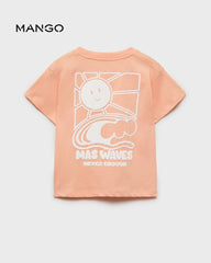 MANGO NEON ORANGE MAS WAVES PRINTED T-SHIRT