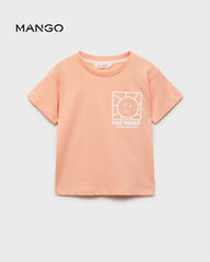 MANGO NEON ORANGE MAS WAVES PRINTED T-SHIRT