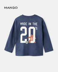 MANGO NIGHT BLUE EMBROIDERED PRINTED T-SHIRT