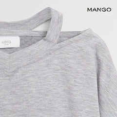 MANGO OFF SHOULDERS GREY TSHIRT