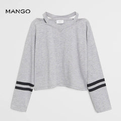 MANGO OFF SHOULDERS GREY TSHIRT