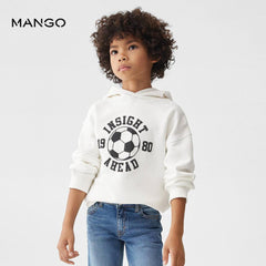 MANGO OFF WHITE 1980 PRINTED COTTON HOODIE