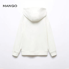 MANGO OFF WHITE 1980 PRINTED COTTON HOODIE