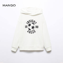 MANGO OFF WHITE 1980 PRINTED COTTON HOODIE