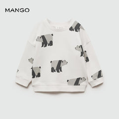 MANGO OFF WHITE BEAR PRINT SWEATSHIRT