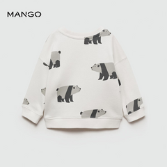 MANGO OFF WHITE BEAR PRINT SWEATSHIRT