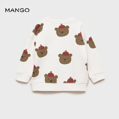 MANGO OFF WHITE BEAR PRINTED SWEATSHIRT