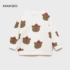 MANGO OFF WHITE BEAR PRINTED SWEATSHIRT