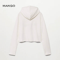 MANGO OFF WHITE CALIFORNIA PRINTED CROP HOODIE 25915