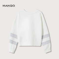 MANGO OFF WHITE CONTRAST SLEEVE SWEATSHIRT
