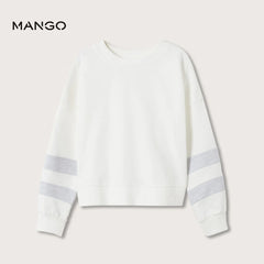 MANGO OFF WHITE CONTRAST SLEEVE SWEATSHIRT