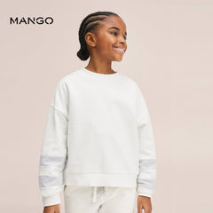 MANGO OFF WHITE CONTRAST SLEEVE SWEATSHIRT