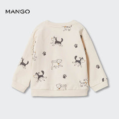 MANGO OFF WHITE COTTON BLEND DOGS PRINTED SWEATSHIRT 51273