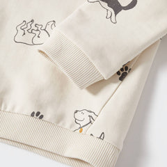 MANGO OFF WHITE COTTON BLEND DOGS PRINTED SWEATSHIRT 51273