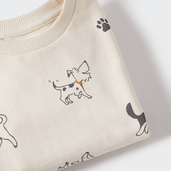 MANGO OFF WHITE COTTON BLEND DOGS PRINTED SWEATSHIRT 51273