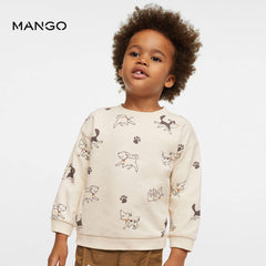 MANGO OFF WHITE COTTON BLEND DOGS PRINTED SWEATSHIRT 51273