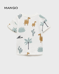 MANGO OFF WHITE COTTON BLEND T-SHIRT