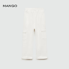 MANGO OFF WHITE COTTON CARGO TROUSERS 77080386