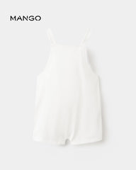 MANGO OFF WHITE COTTON DUNGAREE WITH POCKET