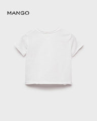 MANGO OFF WHITE COTTON PLAIN T-SHIRT 87025977
