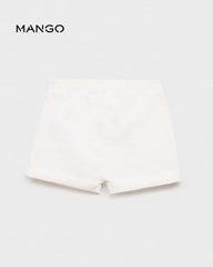 MANGO OFF WHITE COTTON SHORTS 87095972