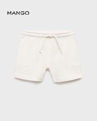 MANGO OFF WHITE COTTON SHORTS WITH DRAWSTRING