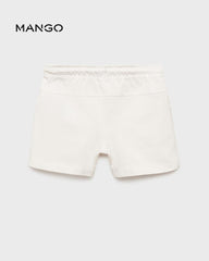 MANGO OFF WHITE COTTON SHORTS WITH DRAWSTRING