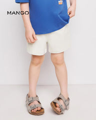 MANGO OFF WHITE COTTON SHORTS WITH DRAWSTRING