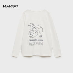 MANGO OFF WHITE CRETACEOUS PRINTED T-SHIRT 77047930