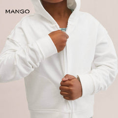 MANGO OFF WHITE CROPPED SWEATSHIRT HOODIE 27025131